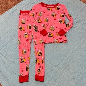Little Sleepies Pink Bee Print Kids Pajamas